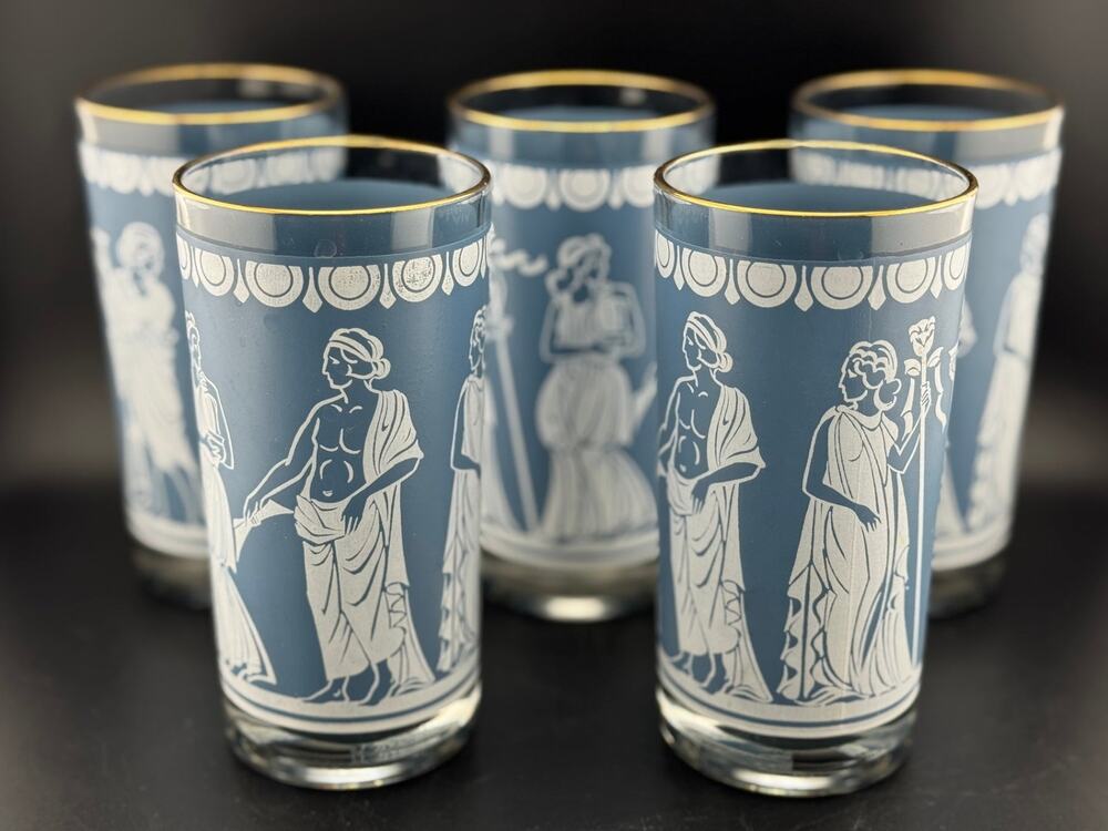 VTG Jeanette Jasperware Hellenic Tumblers, Set of 5